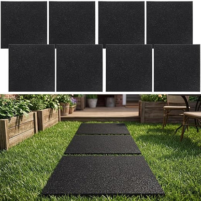 Nuanchu 8 Pcs 12 x 12 Inch Rubber Stepping Stones Outdoor Garden Walkway Non-Slip Durable Rubber Pavers for Patio, Pathway, and Landscaping, Weatherproof Stepping Stones for Easy Installation(Square)