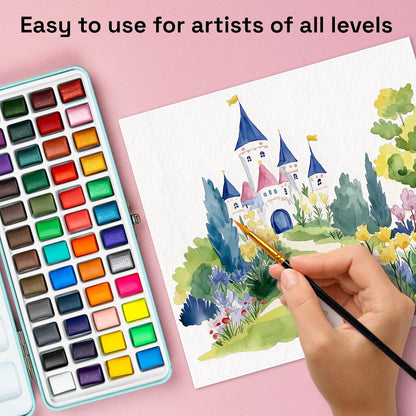 ARTISTRO Watercolor Paint Set Portable, Palette Set with Metallic Colors for Workbooks - Mini Travel Painting Kit for Artists, Professionals, Adults, Kids, Girls&Boys - Art Supplies, Christmas Gift - Crafty Corner