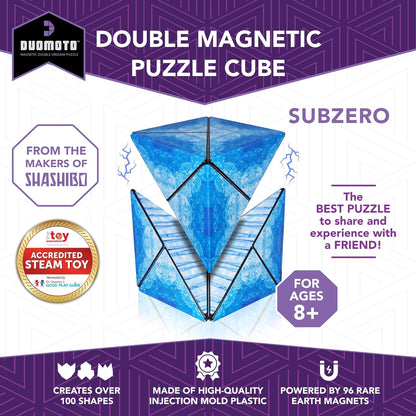 Duomoto Magnetic Transforming Cube - Shape Shifting Double Creativity Puzzle w/ 96 Rare Earth Magnets - Transforms Into Over 100 Shapes - by Fun in Motion Toys - Creators of Shashibo & Cubendi