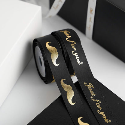 MEEDEE Happy Father's Day Ribbon Fathers Day Decorations Gift Box Wrapping Paper Decor Thank You Satin Thin Ribbon Assorted Black Satin, 5 Rolls with 10 Yards Each Total 50 Yards - Crafty Corner