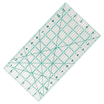MANUFORE Quilting Ruler 6 * 12in Sewing Acrylic Anti-Slip Metric Ruler DIY Quilting Tools with Clear Printed Lines for Precise Cutting