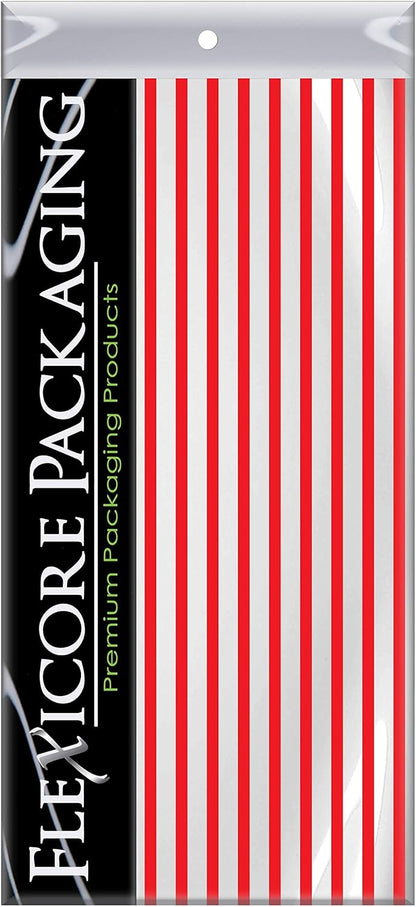 Flexicore Packaging Red Pin Stripe Print Gift Wrap Tissue Paper Size: 15 Inch X 20 Inch | Count: 10 Sheets | Color: Red Pin Stripe