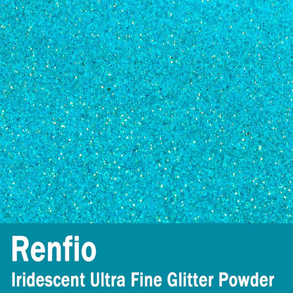 Renfio Iridescent Ultra Fine Glitter Powder Resin Supplies Glitters 1.94 Oz (55g) PET Flake Crafts Sequins 1/128" 0.008" 0.2mm Epoxy Chips Flakes for Tumblers Slime Olympic Decorations - Blue