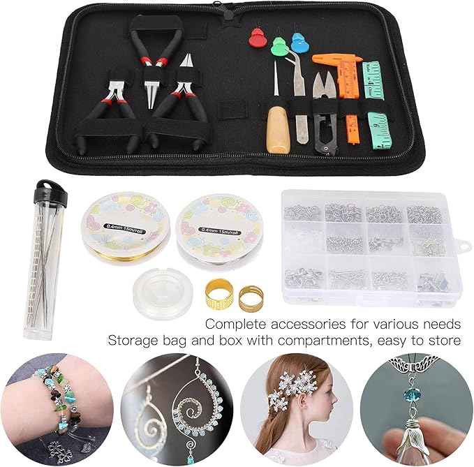 yiMANtrading Jewelry Making Supplies Kits, DIY Jewelry Making Kit Accessories, Handmade Beading Tools with Pliers Needles and Storage Box, Complete Set for Repairing Crafting and Creating Uniqu