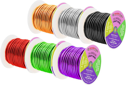 Mandala Crafts 8 Gauge Anodized Aluminum Craft Wire for Jewelry Making - 120 FT Colored Flexible Silver Black Gold Purple Red Kelly Green Wire - Bendable for Bonsai Armature Crafting Sculpting - Crafty Corner