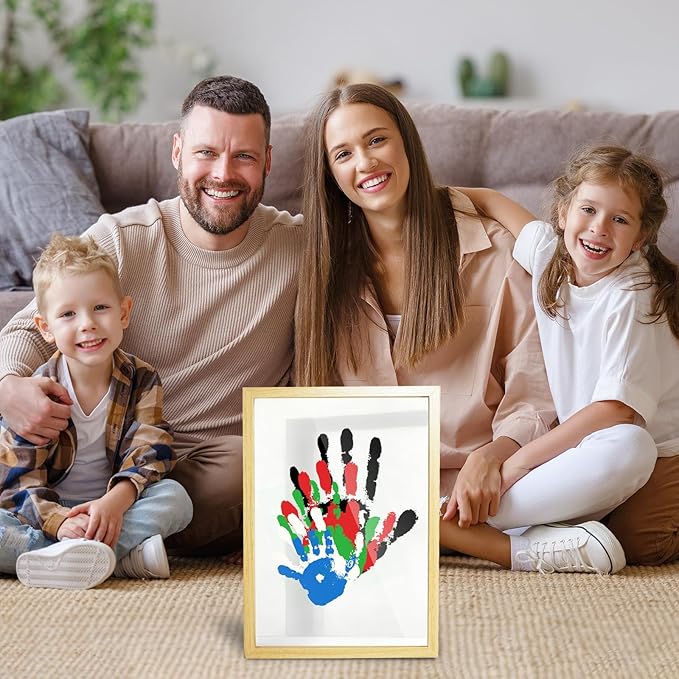80S Family Handprint Kit, Handprint Art Craft DIY Kit, Baby Hand Print Gift for New Moms, Parents, Grandparents, 6 Safe, Non-Toxic Paints, Ideal for Mother's Day, Father's Day, Anniversary & More