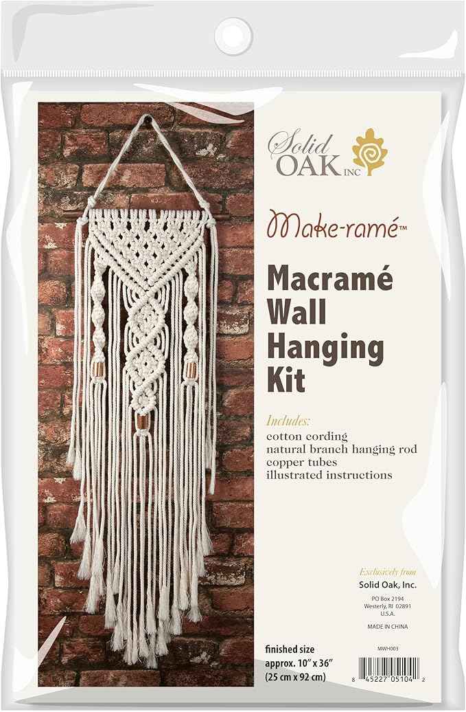 Solid Oak Macramé Wall Hanger Kit - Double Twist, Original version
