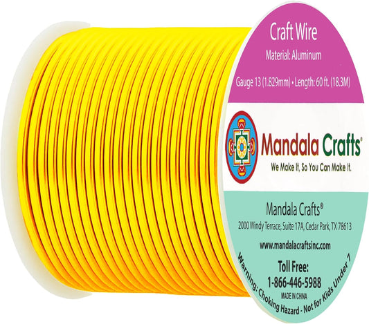 Mandala Crafts 13 Gauge Anodized Aluminum Craft Wire for Jewelry Making - 60 FT Colored Flexible Light Gold Tone Wire - Bendable for Bonsai Armature Crafting Sculpting - Crafty Corner