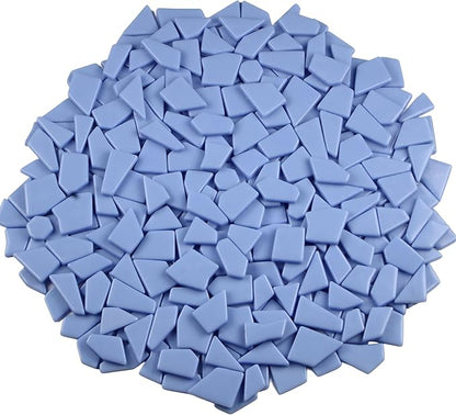 Irregular Glass Mosaic Tiles Bulk 500g Glossy and Iridescent Mosaic Glass Tiles for DIY Projects and Arts and Crafts Solid Colors and Mixes (Glossy Periwinkle)