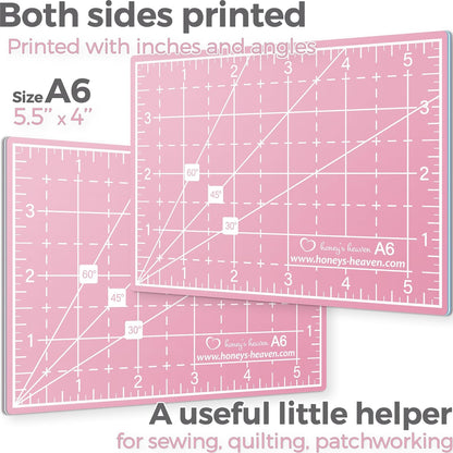 Rotary Cutter Set - Quilting Kit incl. 45mm Fabric Cutter, 5 Replacement Blades, A6 Cutting Mat and Craft Clips - Ideal for Crafting, Sewing, Patchworking, Crochet & Knitting (Pink, A6)