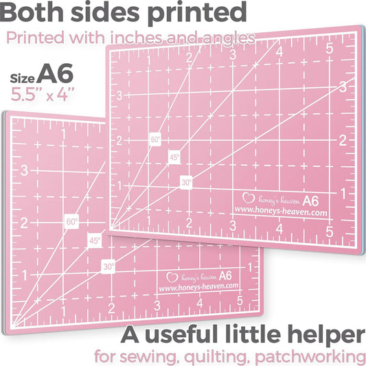 Rotary Cutter Set - Quilting Kit incl. 45mm Fabric Cutter, 5 Replacement Blades, A6 Cutting Mat and Craft Clips - Ideal for Crafting, Sewing, Patchworking, Crochet & Knitting (Pink, A6)