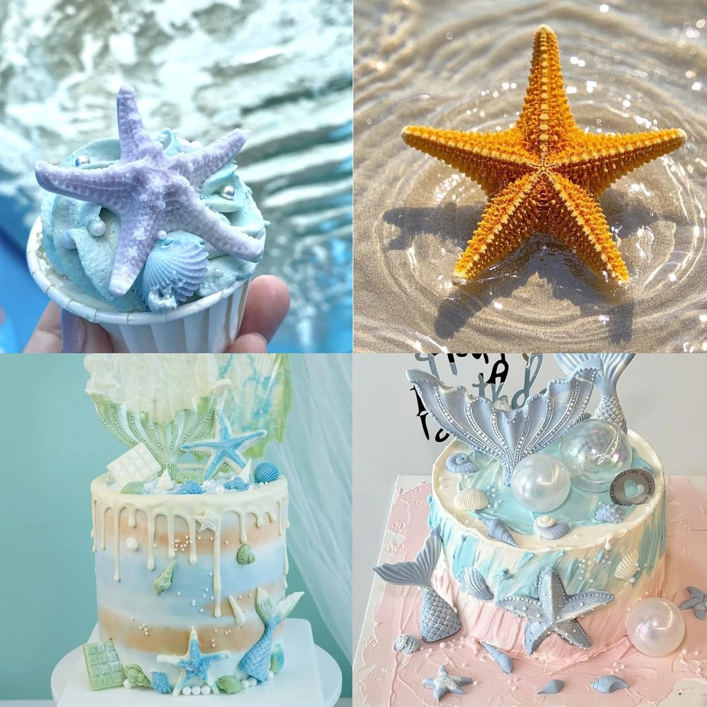 1Pcs Starfish Candy Fondant Mold, Cute Marine Life Chocolate Silicone Mold, Suitable for Theme Party Cake Decoration Kitchen Baking Cookie Dough Making, Resin Crafts Clay Keychain