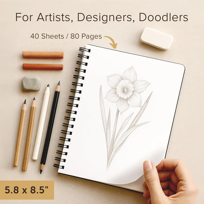 Artist’s Sketchbook Hardcover – 200GSM Very Thick Paper – Spiral Sketch Book for Drawing and Mixed Media – Sketch Pad, Art Book - 5.8 x 8.5, 40 Sheets / 80 Pages - Crafty Corner