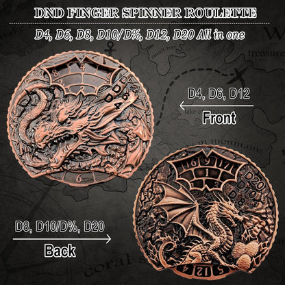 DND Dice Set Roulette: Fidget D4 D6 D8 D10 D10% D12 D20 All in One Metal D&D Spinner Dice - Cool Role Playing Dice Gifts for Dungeons and Dragons TRPG MTG Games Lover Players (Ancient Red)