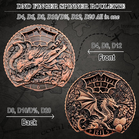 DND Dice Set Roulette: Fidget D4 D6 D8 D10 D10% D12 D20 All in One Metal D&D Spinner Dice - Cool Role Playing Dice Gifts for Dungeons and Dragons TRPG MTG Games Lover Players (Ancient Red)