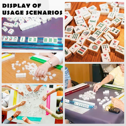 NEW American Mahjong Game Set,166 Premium White Tiles with Portable Metal Dices，4 All-in-One Racks with Pushers, Mah-Jong Games Sets, Ma Jong Tile Game FASHION