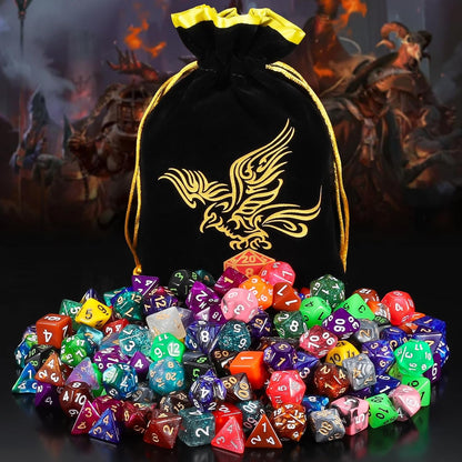 QMay 30 Sets Polyhedral Dice - 30 X 7 (210 Pieces) DND Dice with a D&D Dice Large Drawstring Bag, 30 Colors D4 D6 D8 D10 D% D12 D20, Great for Dungeons and Dragons, RPG, MTG,Role Playing Table Games
