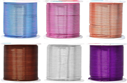 Mandala Crafts 18 Gauge Anodized Aluminum Craft Wire for Jewelry Making - 450 FT Colored Flexible Silver Copper Purple Pink Brown Ice Blue Wire - Bendable for Bonsai Armature Crafting Sculpting - Crafty Corner