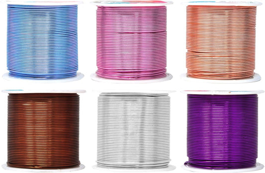 Mandala Crafts 18 Gauge Anodized Aluminum Craft Wire for Jewelry Making - 450 FT Colored Flexible Silver Copper Purple Pink Brown Ice Blue Wire - Bendable for Bonsai Armature Crafting Sculpting - Crafty Corner