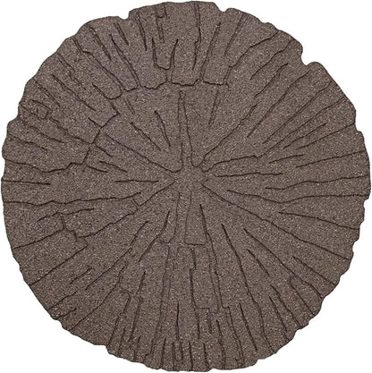 TierraVerde 4-Pack 18”x18” Fake Cracked Log Rubber Stepping Stones, Round, Brown – Reversible Non-Slip Outdoor Faux Decorative Set for Landscaping – DIY Decor for Walkways & Yard Pathways