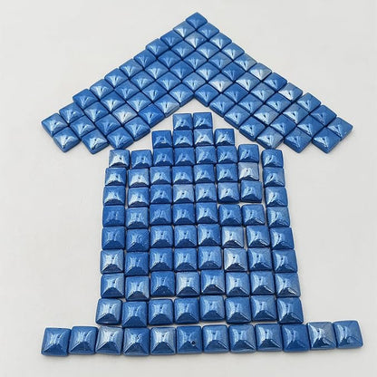 1.1lb Crystal Glass Mosaic Tiles for Crafts, 0.6"x 0.6" Square Mosaic Glass Pieces for Artwork,Garden Kit Decor (Plated Sapphire Blue)