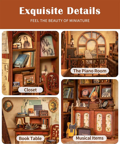 CUTEBEE Book Nook Kit - DIY Miniature House Kit for Adults and Teens, Dollhouse Booknook Tiny House Model Build Bookshelf Decor, Gifts for Family, Friends