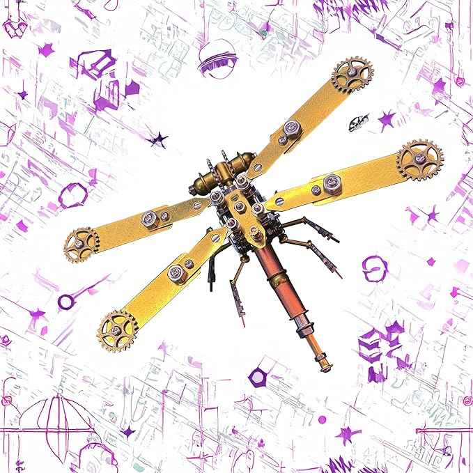 Making kit Metal Insect Bug Mechanical Sculpture Dragonfly Hobby Kits for Men Arts and Crafts Cool Things for Men Gifts for Birthday Ideas (Mechanical Dragonfly C)