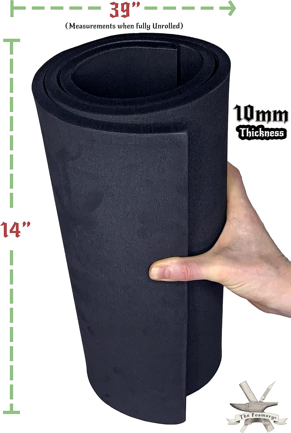 Shape Retention EVA Cosplay Foam 10mm (1mm-10mm) 14x39 inch Black or White High Density EVA Foam Sheets. Premium 85 kg/m3 Heat Shape Material for DIY Convention or Halloween Costumes by The Foamory - Crafty Corner