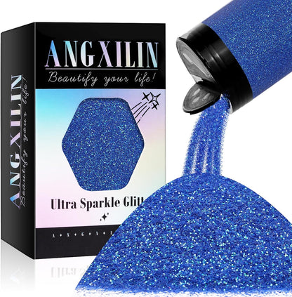 High Capacity 260g Iridescent Fine Glitter,Shaker Bottle for Epoxy Resin DIY Craft,Rainbow for Nail Art Face Body Glitter Tumbler Making (IRI Diamond Blue)