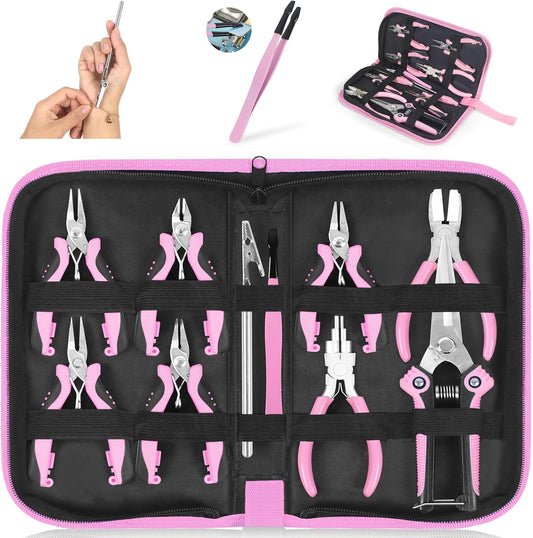 Toolour Jewelry Pliers Set Jeweler Making Tools for Adults,11pcs Professional Jewelry Pliers Tool Kit with Jewellery Making Supplies for DIY Beading Crafting Crimping Cutting Repair - Crafty Corner