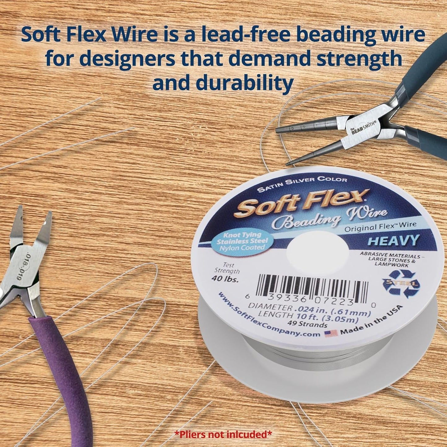 Soft Flex 49 Strand Beading Wire - Heavy 0.24 Diameter - 10 Feet Nylon Design Wire - Crafty Corner