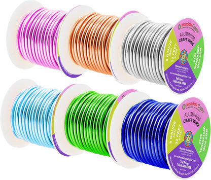 Mandala Crafts 8 Gauge Anodized Aluminum Craft Wire for Jewelry Making - 120 FT Colored Flexible Silver Copper Ice Blue Pink Ice Blue Green Wire - Bendable for Bonsai Armature Crafting Sculpting - Crafty Corner