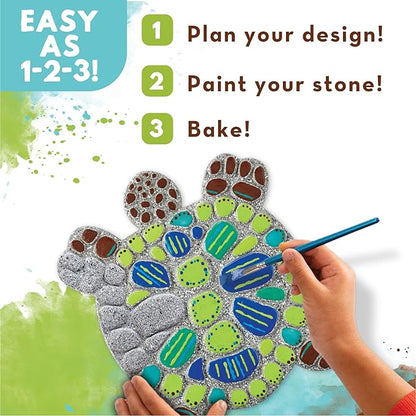 MindWare Turtle Stepping Stone Kit: Paint Your Own Stepping Stones for Kids Craft Kit Includes Paint, Brushes and Instructions