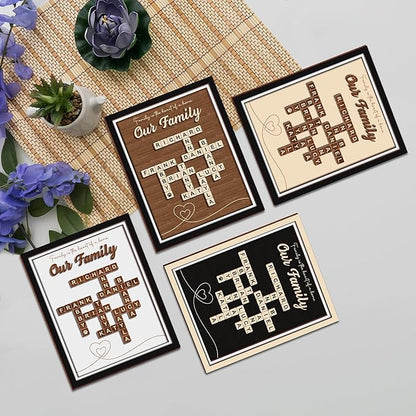 Custom Scrabble Family Name Frame Gifts for Mother's Day from Daughter Son Scrabble Puzzle Sign Wall Art, Grandkid Crossword Tiles Letter Sign, Mothers Day Birthday Gifts for Mom, Nana Wall Decor