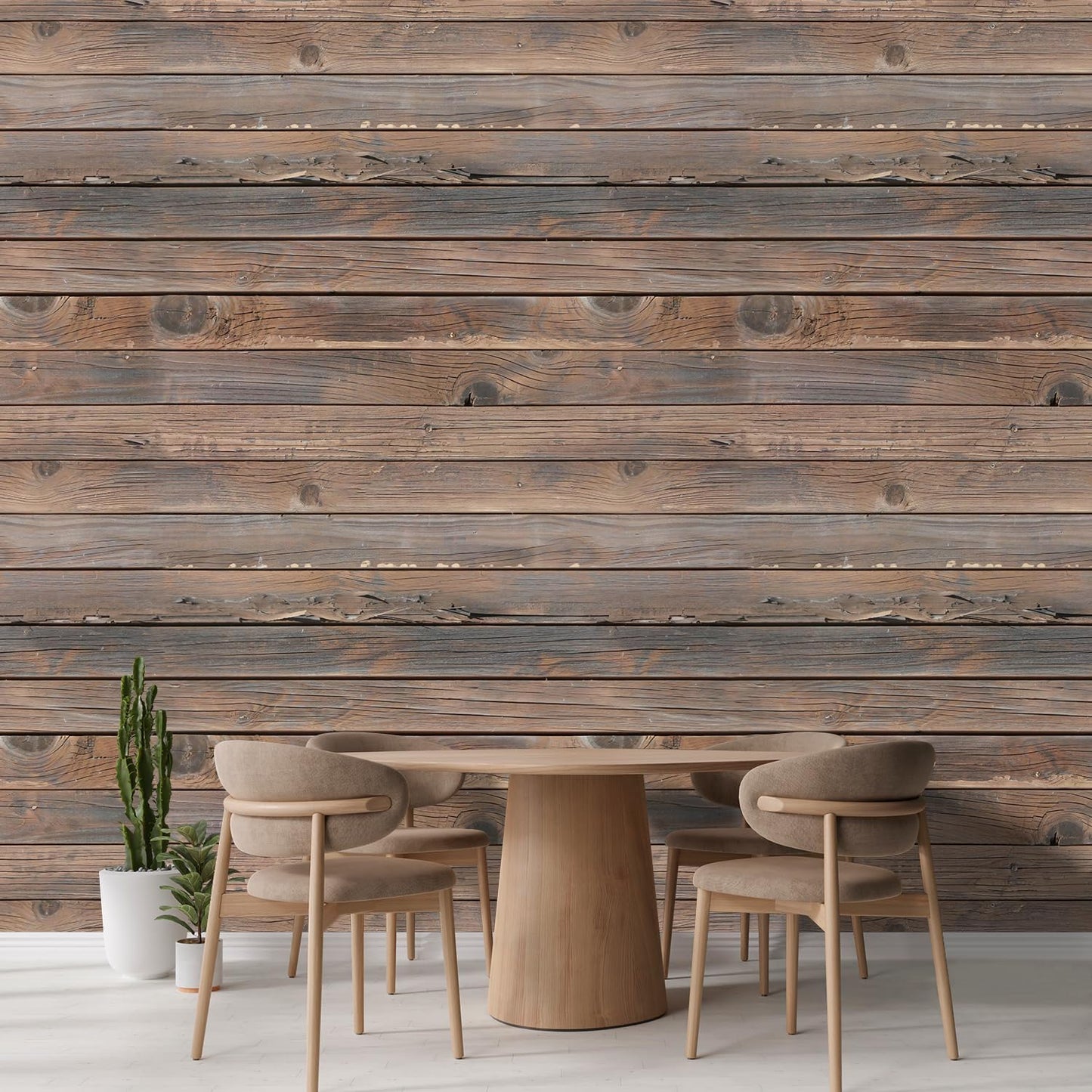wall26 Horizontal Brown Vintage and Retro Wood Textured Paneling, Wall Mural, Removable Wallpaper, Home Decor - 108x120 inches