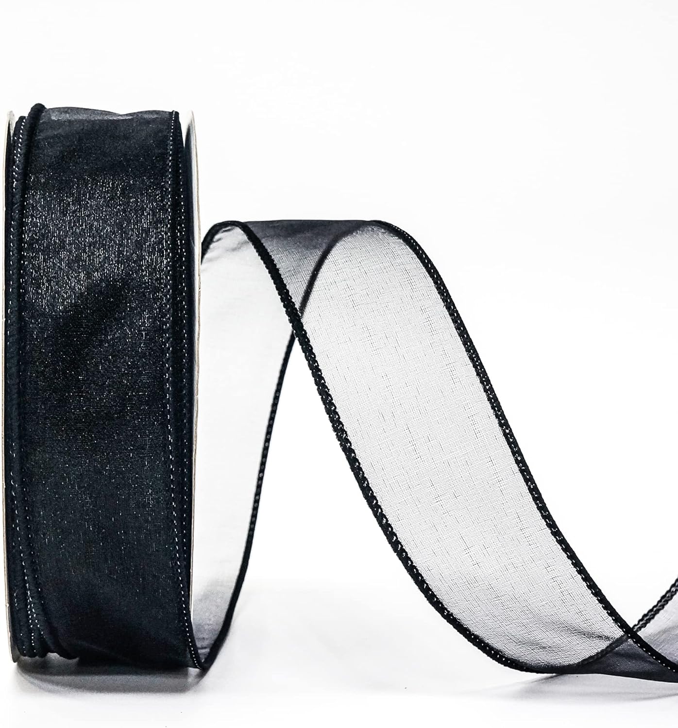 CT CRAFT LLC Sheer Organza Wired Ribbon 1.5" x 50Yards Black for Wedding Chair Bow Flora Bouquet Gift Wrapping Christmas Tree Home Decor Wreath - Crafty Corner