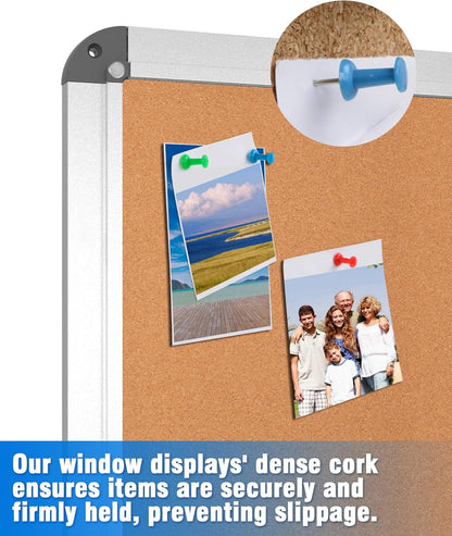 2 Pack 38"x28" Enclosed Bulletin Board, Lockable Weather-Resistant Aluminum Cork Noticeboard for School & Office, Silver Frame w/Cork