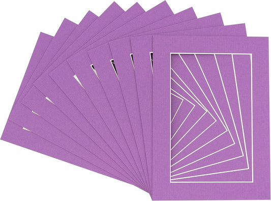 5x7 Mat for 8.5x11 Frame - Precut Mat Board Acid-Free Show Kit with Backing Board, and Clear Bags Dark Purple 5x7 Photo Matte Made to Fit a 8.5x11 Picture Frame Matboard for Framing, Pack of 100 Mats