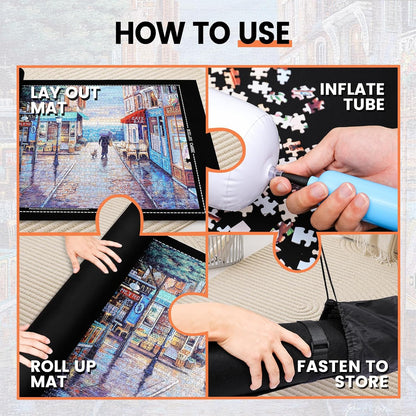 Jigsaw Puzzle Mat Roll Up - 1500 1000 500 Pieces Puzzel Matte, Black Roll-Up Puzzles Mats Felt Save Trays for Sorting Table Board Clear Sheets, Frame Keeper Storage Accessories for Adults