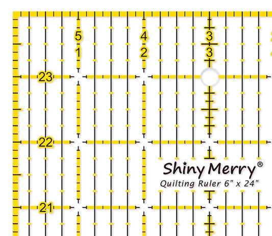 Quilting Ruler 6"x24",Non-Slip Clear Acrylic Sewing Ruler with Easy-to-Read Grid,Yellow & Black Grid Design,Perfect for Fabric,Patchwork,Cutting & Sewing Crafts,Durable Tool for Quilting