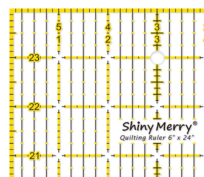 Quilting Ruler 6"x24",Non-Slip Clear Acrylic Sewing Ruler with Easy-to-Read Grid,Yellow & Black Grid Design,Perfect for Fabric,Patchwork,Cutting & Sewing Crafts,Durable Tool for Quilting