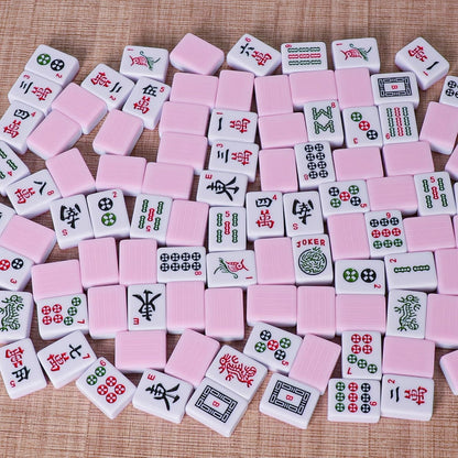 American Mahjong Tile Set with 166 Pink Back Tiles (1.2”, Tiles Only), Mahjong Game Set