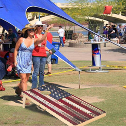 Solid Wood Vintage Cornhole Game Set, Two 4'x2'Cornhole Boards, 8 Cornhole Bags for Indoor and Outdoor Toss Games Competitions, Tournaments