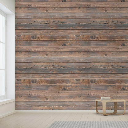 wall26 Horizontal Brown Vintage and Retro Wood Textured Paneling Wall Mural, Removable Wallpaper, Home Decor - 100x144 inches