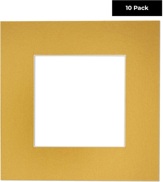 11x14 Mat for 8.5x11 Photo - Precut Metallic Gold Picture Matboard for Frames Measuring 11 x 14 Inches - Bevel Cut Matte to Display Art Measuring 8.5 x 11 Inches - Acid Free Pack of TEN MATS
