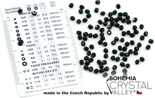 100pcs Faceted Fire Polished Pressed Czech Glass Beads 4mm (0.16in), Jet Black 23980