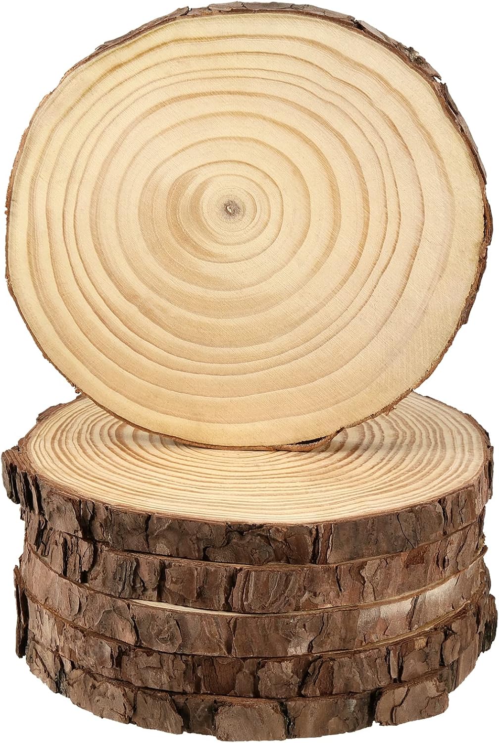 JEUIHAU 6 PCS 8-10 Inches Natural Unfinished Wood Slices, Round Wooden Tree Bark Discs, Wooden Circles for DIY Crafts, Christmas, Rustic Wedding Ornaments - Crafty Corner