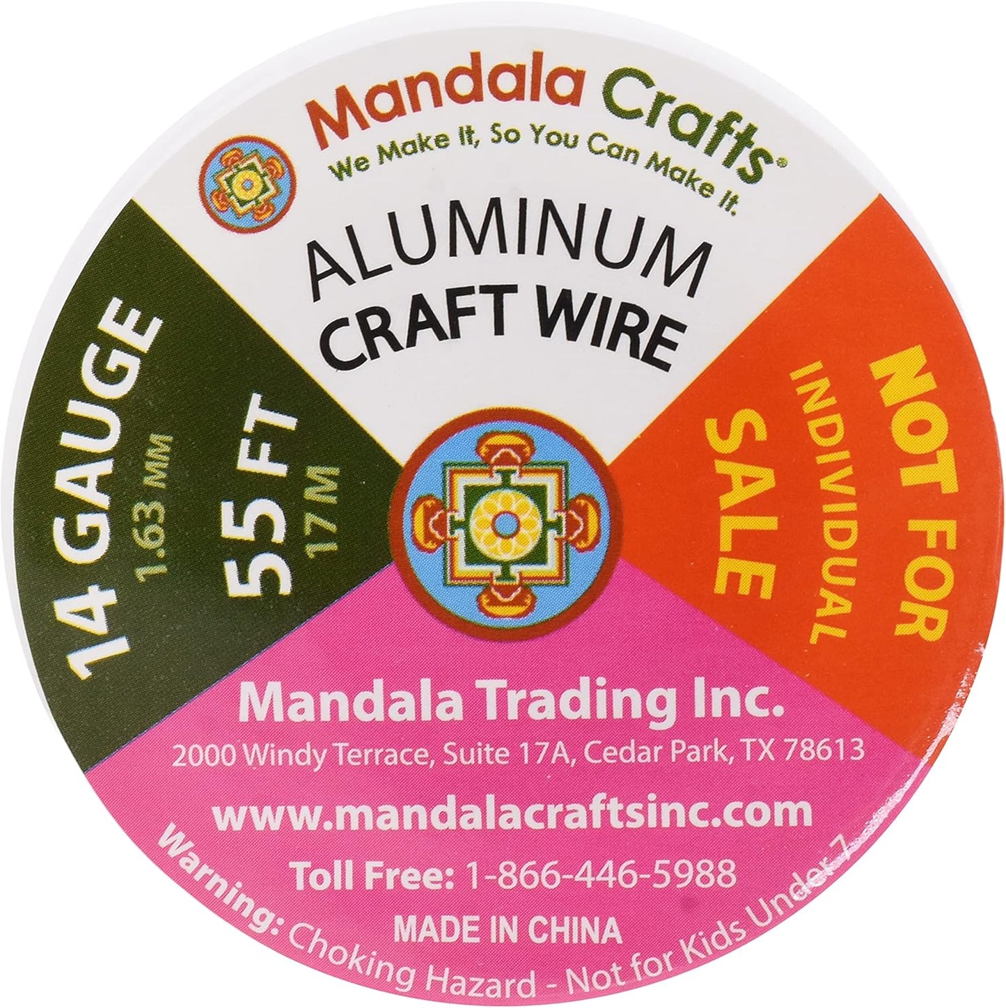 Mandala Crafts 14 Gauge Anodized Aluminum Craft Wire for Jewelry Making – 330 FT Colored Flexible Silver Copper Light Gold Gray Gold Red Wire - Bendable for Bonsai Armature Crafting Sculpting - Crafty Corner