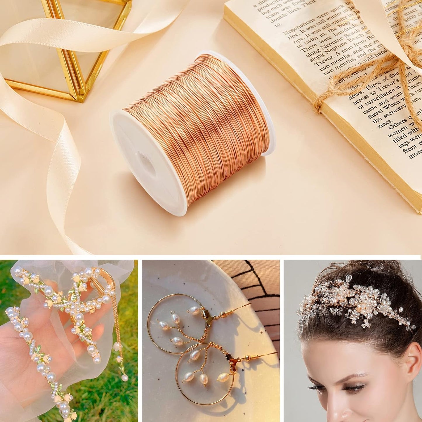 Cadikez 26 Gauge Rose Gold Plated Brass Jewelry Making Wire 100M/0.4mm Soft Metal Wire Bulk for Jewelry Making - Crafty Corner