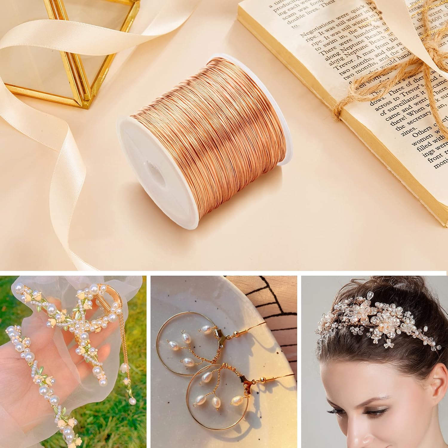 [328 Feet]28 Gauge Craft Wire Jewelry Wire 100M/0.3mm Rose Gold Plated Thin Brass Wire Soft Metal Wire Bulk for Jewelry Making - Crafty Corner